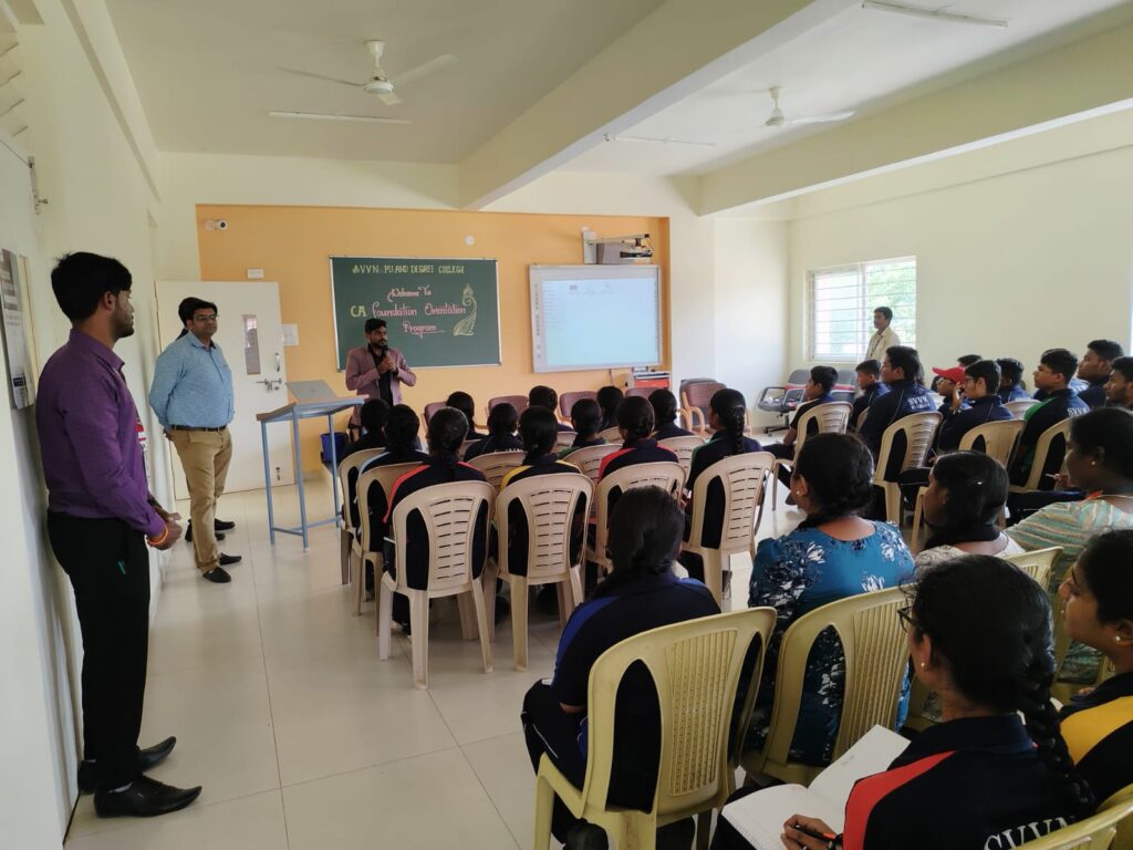 Faculty addressing students in a college classroom